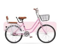 Adult Women's City Commuter Bicycle, Double Beam Frame Cruiser with Adjustable Handlebar and Saddle, Rear Seat with Backrest and Wheel Guard, Front and Rear Brakes for Safe Urban Riding