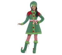 Adult Women's Deluxe Miss Elf Santa's Helper Fancy Party Dress Costume
