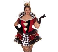Adult Womens Deluxe Plus Size Wonderland Leg Avenue Queen of Hearts Costume