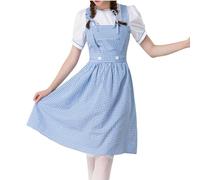 Adult Women's Dorothy Costume, Blue Gingham Dress, Cosplay Outfit, Fairytale Party Dress (Light Blue,L)