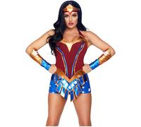 Adult Womens Leg Avenue Heart Stopping Hero Romper Wonder Woman Costume