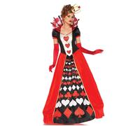 Adult Womens Leg Avenue Long Red Deluxe Queen of Hearts Fancy Dress Costume