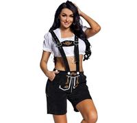 Adult Women's Oktoberfest Bavarian Costume Leather Shorts Traditional Oktoberfest Hotpants Lightweight Comfortable Stylish Trousers Black