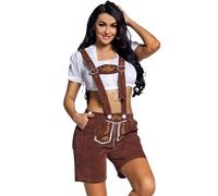 Adult Women's Oktoberfest Bavarian Costume Leather Shorts Traditional Oktoberfest Hotpants Lightweight Comfortable Stylish Trousers Brown
