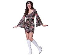 Adult Womens Retro Go-Go Girl Fancy Dress Costume - Black - Large (UK 18-20)