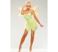 Adult Womens Tinker Bell Style Green Fairy Costume With Wings (Large (UK 16-18))