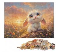 Adult Wood Puzzle, Picture Jigsaw, Cute Bunny with Big Eyes, 1000 Pieces | A flexible puzzle activity: a simple way to organise the image at home.