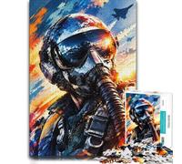 Adult Wood Puzzle, Picture Jigsaw, Fighter Pilot Helmet Sunset, 1000 Pieces | During puzzle time: Adult Puzzle: visual matching for a more organised build in spare time.