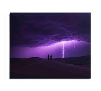 Adult Wooden Educational Puzzle 1000 Pieces A Flash of Purple Lightning Across The Desert at Sunset Family Fun and Casual Beginner Puzzles Educational