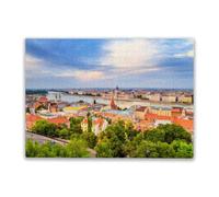 Adult Wooden Educational Puzzle 1000 Pieces City Summer Landscape at Sunset - Top View of The Historical Center of Budapest Colorful Jigsaw Puzzles for Adults and Teens Puzzle Toys Wooden Gifts