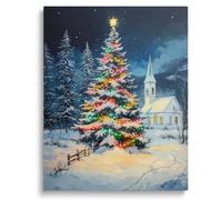 Adult Wooden Educational Puzzle 1000 Pieces Snowy Christmas Tree Colored Lights and Stars Fireplace Entryway is The Perfect Seasonal and Gift Idea for Christmas Lovers
