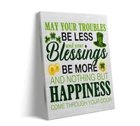 Adult Wooden Educational Puzzle 1000 Pieces St. Patrick's Day Lucky Shamrock Green Hat and Irish Blessings St. Patrick's Day Inspirational Family