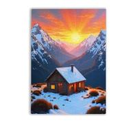 Adult Wooden Educational Puzzle 1000 Pieces Sunset Above Craigs Hut in The Victorian Alps Australia Casual Large Size Puzzle Toy Intellectual Decompression and Home Decoration