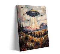Adult Wooden Educational Puzzle 1000 Pieces UFO Retro Vintage Alien Spaceship Invasion Desert Fantasy Vintage Family