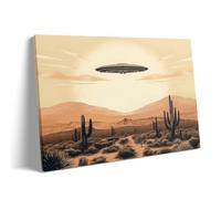 Adult Wooden Educational Puzzle 1000 Pieces UFO Retro Vintage Desert Spaceship Alien Encounter Western Family Game Room