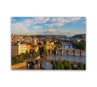 Adult Wooden Educational Puzzle 500 Pieces Panorama of Old Prague and The Charles Bridge During a Beautiful Sunset Challenging Educational Toys Home Decor