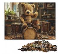 Adult Wooden Jigsaw Puzzle 1000 Pieces, Teddy Bear Drummer | Border-first building - a simple way to organise the image at your own pace.