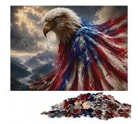 Adult Wooden Jigsaw Puzzle 300 Pieces, Eagle with American Flag Wings | A flexible puzzle activity: a clear section-by-section approach on quiet evenings.