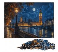 Adult Wooden Jigsaw Puzzle 300 Pieces, London Night View | Colour and shape sorting - a clear section-by-section approach at home.