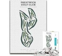 Adult Wooden Jigsaw Puzzle 300 Pieces, Prestwick Golf Club Course Map | Festive puzzle present: hands-on indoor leisure at home.