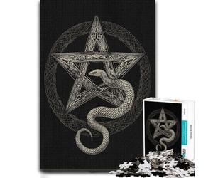 Adult Wooden Jigsaw Puzzle 500 Pieces, Snake Pentagram Celtic Knot | Adult Puzzle: screen-free home activity over several sessions.