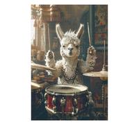 Adult Wooden Jigsaw Puzzle, Alpaca Plays Drums, 1000 PCS