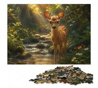 Adult Wooden Jigsaw Puzzle, Cute Fawn in Lush Greenery, 500 Pieces | Piece-by-piece progress: a practical indoor pastime during indoor leisure.