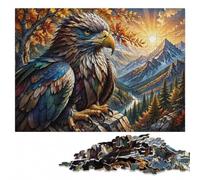 Adult Wooden Jigsaw Puzzle, Eagles Glory Stained Glass, 1000 Pieces | Jigsaw Puzzle - defined colour areas for easier piece sorting on weekends.