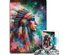 Adult Wooden Jigsaw Puzzle, Native American Chief Portrait, 1000 Pieces | Border-first building - a simple way to organise the image on quiet evenings.