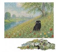 Adult Wooden Jigsaw Puzzle, Pug Poppies Gustav Klimt Art, 500 Pieces | A screen-free tabletop activity: solo or shared leisure over several sessions.