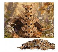 Adult Wooden Jigsaw Puzzle, Stack of Cute Deer Fawn Faces, 500 Pieces | Puzzle for Adults - piece-by-piece progress toward a clear completion goal during indoor leisure.