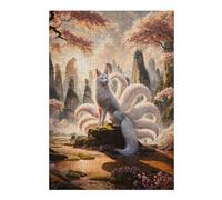 Adult Wooden Jigsaw Puzzle, The Nine Tailed Kitsune, 300 PCS | Puzzle for Adults - border-first or section-first building options during indoor leisure.