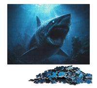 Adult Wooden Jigsaw, Shark Attack in Sea, 1000 Pieces | Adult Jigsaw Puzzle - New Year gift for puzzle lovers with indoor weekend activity.