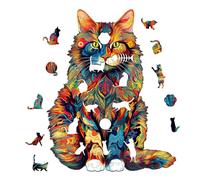 Adult Wooden Prunes - Intricate Precision Cut Artwork, Creative Animal Play Set | Detailed Wooden Cat Figure, Challenging Thinking Board Game