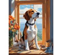 Adult Wooden Puzzle 1000 Pieces Jigsaw Beagle on The Windowsill Letters on The Back Suitable for Beginners to Adapt to Family Education Activities Without Pressure