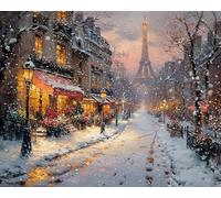 Adult Wooden Puzzle 500 Pieces Jigsaw Paris Streets in Winter Suitable for Those Who Like Challenging Family Leisure and Entertainment Toys