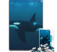Adult Wooden Puzzle, Themed Jigsaw, Majestic Orca Whale Killer, 1000 Pieces | A screen-free tabletop activity - a simple way to organise the image on quiet evenings.