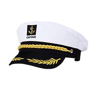Adult Yacht Captain Cap Boat Ship Sailor Captain Costume Hat Cap Marine Admiral for Halloween (White) Captains Hat