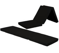 Adult Z Bed Fold Out Mattress 100% Waterproof Footstool & Great for Sleepover Foldable Mattress Bed for Indoor, Outdoor, Bedroom, Playroom Soft & Comfy Plain Futon Set (Adult/Black)