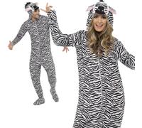 Adult Zebra Costume Zoo Fancy Dress Unisex Outfit Book Day New M L