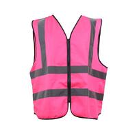Adult Zipped High Visibility Hi Viz Hi Vis Vest Waistcoat Jacket in Pink (Medium)