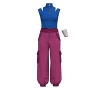 Adult Zombies 4 Dress Cheerleading Costume Women Cos Fancy Dress up Casual Cosplay 3 Sets Vest*1 + Trousers*1 + Hand accessories*1 Clothes Halloween Party Gift