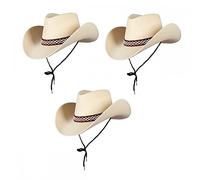 AdultCLASSIC SAND Texan Cowboy Hats 3 PACK : Adult Unisex Wild West Rodeo Cowgirl Mens Womens Fancy Dress Accessory …