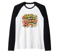 Adulting is a Scam Groovy Gen X Floral Millennial Humor Cute Raglan Baseball Tee