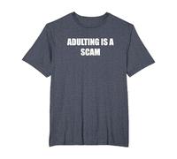 Adulting is A Scam T-Shirt, Men's Big and Tall, Heather Blue, 2X Tall
