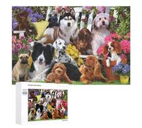 Adults 1000 PCS Jigsaw Puzzle Adorable Dogs Garden Gathering Adult Jigsaw Puzzle Brain Teaser Game Enhance Memory Birthday And Unique Gifts 1000 PCS
