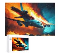 Adults 1000 PCS Jigsaw Puzzle Airplane Crash in Flames Adult Jigsaw Puzzle Brain Teaser Game Enhance Memory Birthday And Unique Gifts 1000 PCS