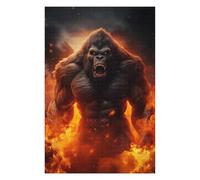 Adults 1000 PCS Jigsaw Puzzle Angry Evil Gorilla Fire Adult Jigsaw Puzzle Relaxing Games Perfect Decoration Unique Gifts for Birthday And Christmas 1000 PCS