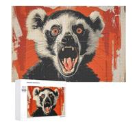 Adults 1000 PCS Jigsaw Puzzle Angry Lemur Portrait Jigsaws for Adults Family Game Hand Speed Race Unique Gifts for Birthday And Christmas 1000 PCS