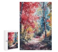 Adults 1000 PCS Jigsaw Puzzle Autumn Blaze Trail Jigsaw Puzzle Brain Teaser Game But Fun And Humorous for Is Ideal As A Gift 1000 PCS